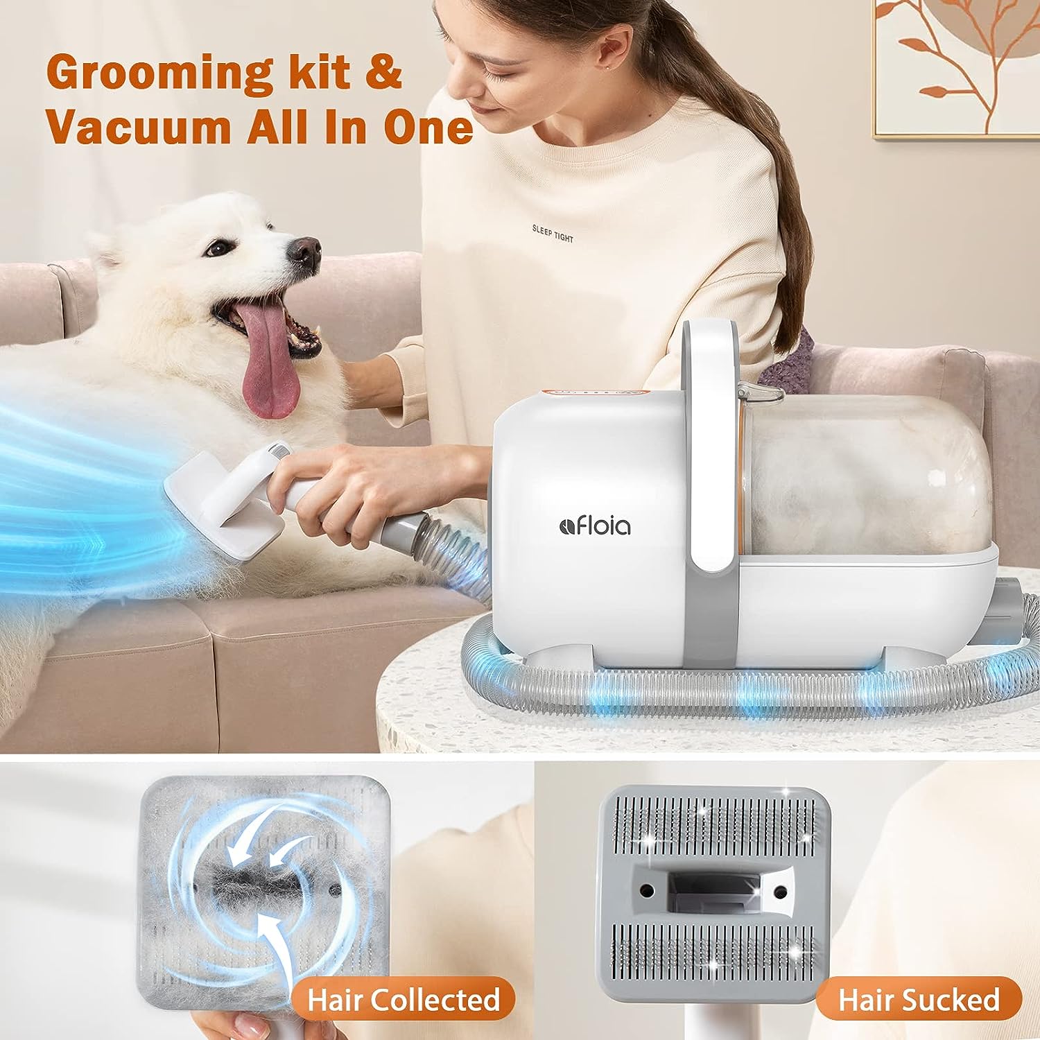 Afloia Professional Pet Grooming Kit with Vacuum - Includes Dog Clippers, Nail Trimmer and Grinder, and Shedding Brush