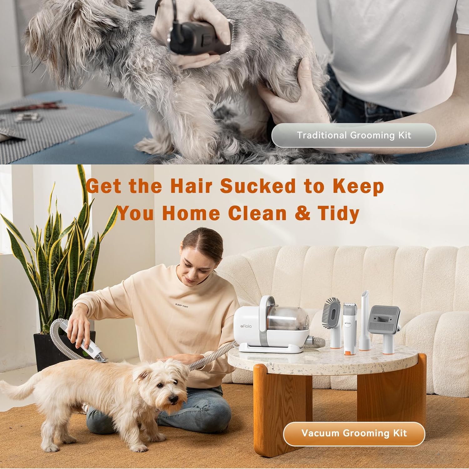 Afloia Professional Pet Grooming Kit with Vacuum - Includes Dog Clippers, Nail Trimmer and Grinder, and Shedding Brush