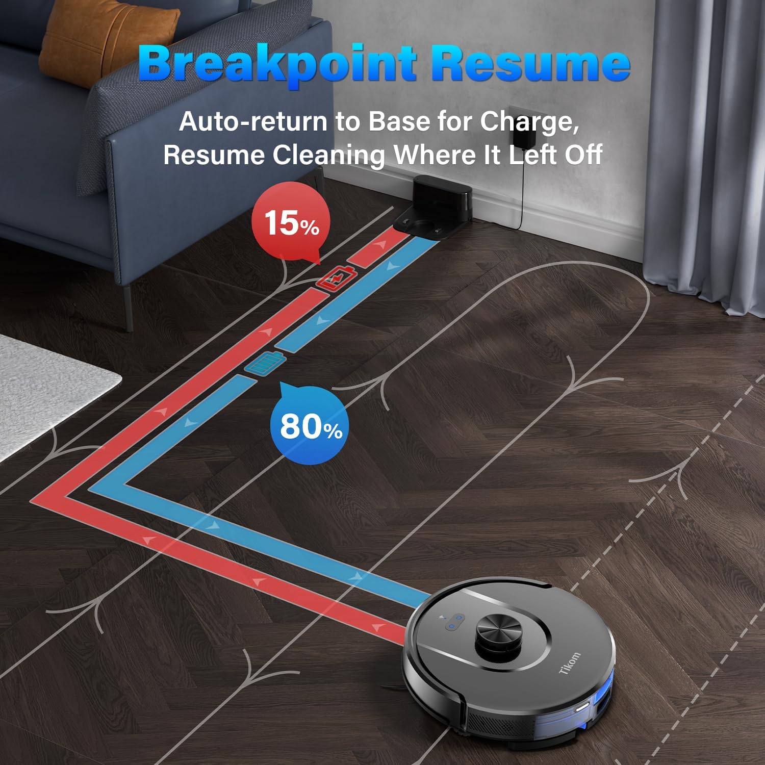 Tikom L8000 Robot Vacuum and Mop with Laser LiDAR Navigation, 3,000Pa Suction, 150-Minute Runtime, Ultra-Quiet 45dB, Self-Charging