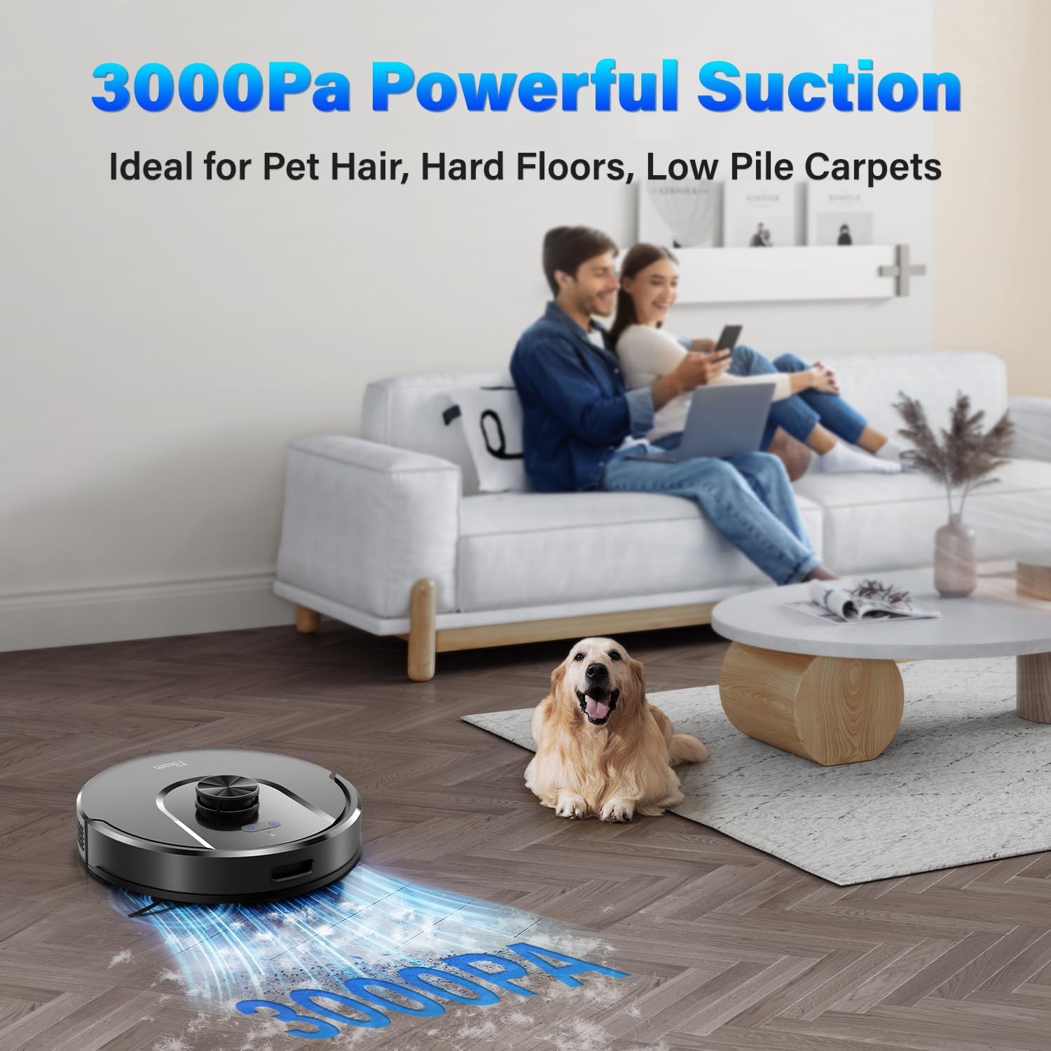 Tikom L8000 Robot Vacuum and Mop with Laser LiDAR Navigation, 3,000Pa Suction, 150-Minute Runtime, Ultra-Quiet 45dB, Self-Charging