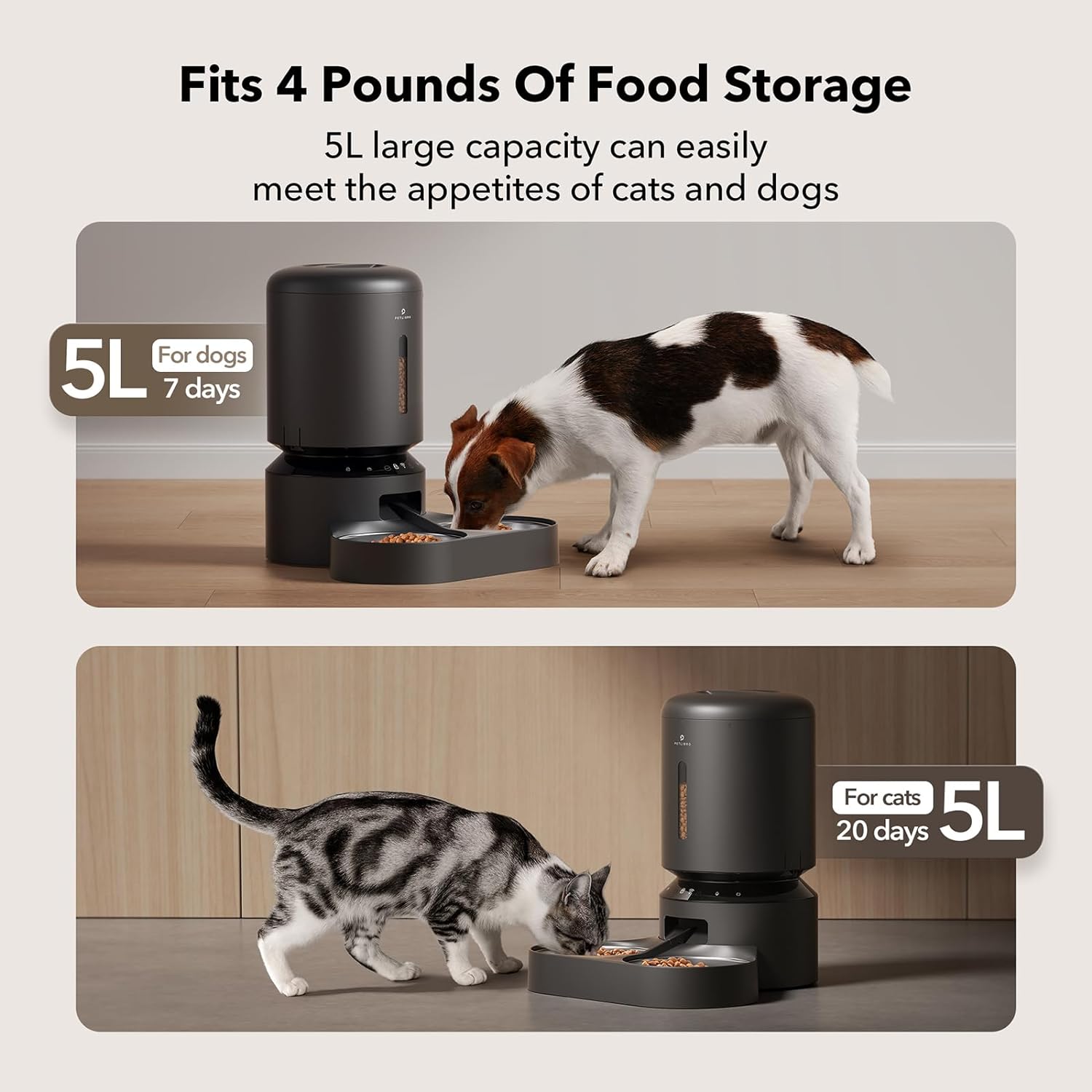 PETLIBRO WiFi-Enabled Automatic Cat Feeder – Adjustable Meal Splitter, Stainless Steel, Fresh Food Storage, Ideal for Multiple Pets