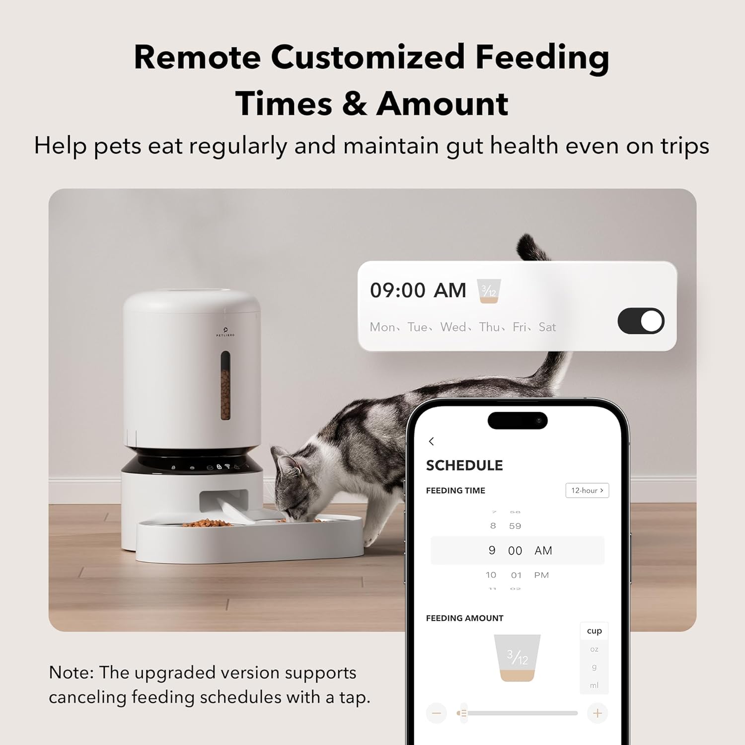 PETLIBRO WiFi-Enabled Automatic Cat Feeder – Adjustable Meal Splitter, Stainless Steel, Fresh Food Storage, Ideal for Multiple Pets