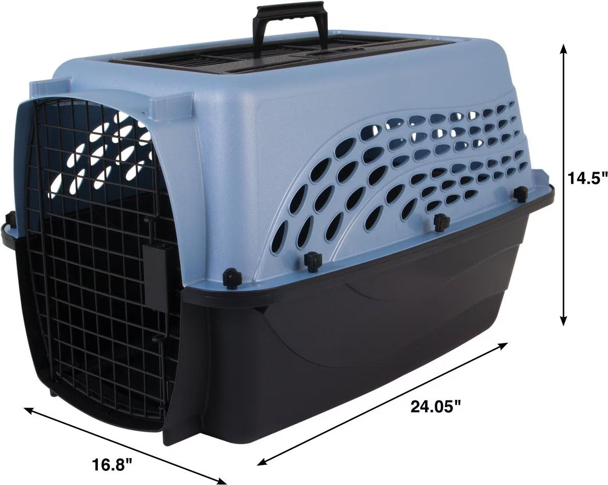 Petmate Two-Door Small Dog & Cat Carrier - Top and Front Loading, Eco-Friendly Design, 24-Inch Length, For Pets Up to 15 Pounds