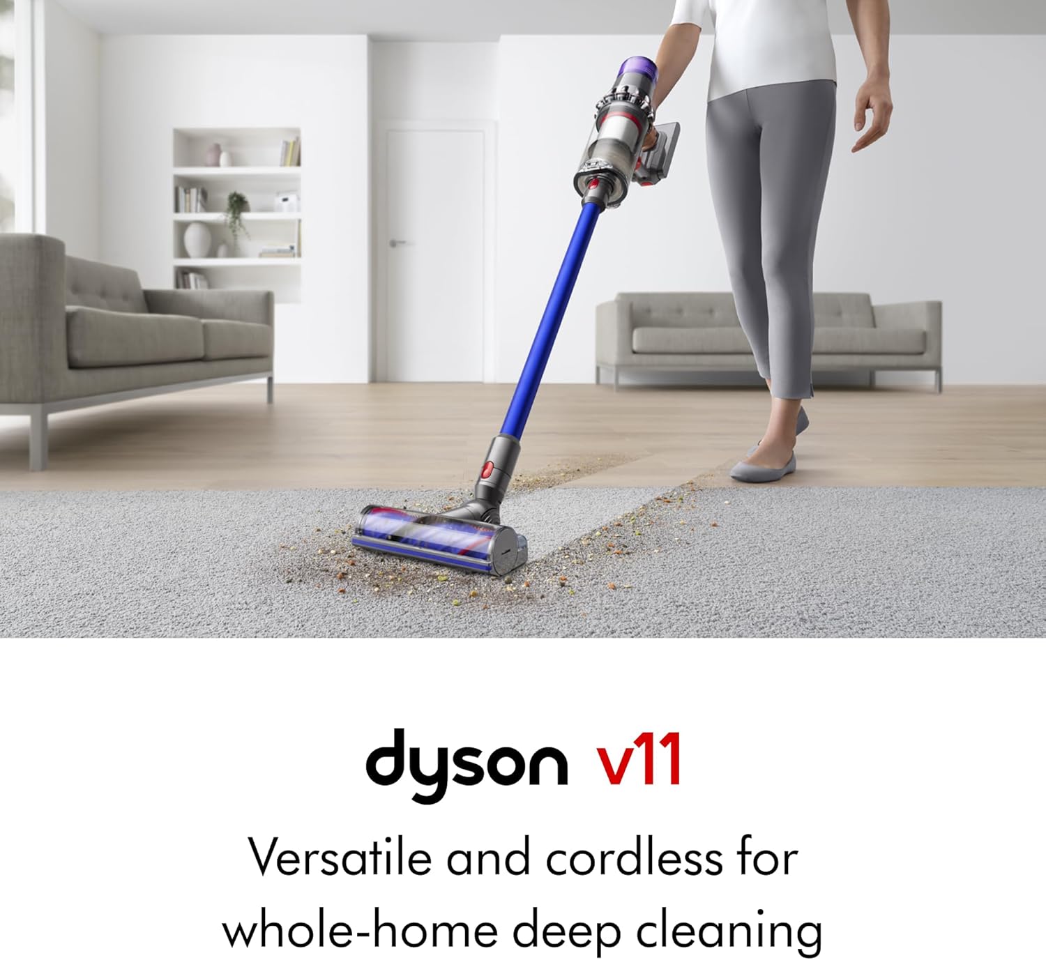 Dyson V11 Cordless Stick Vaccum, Large, Nickel/Blue