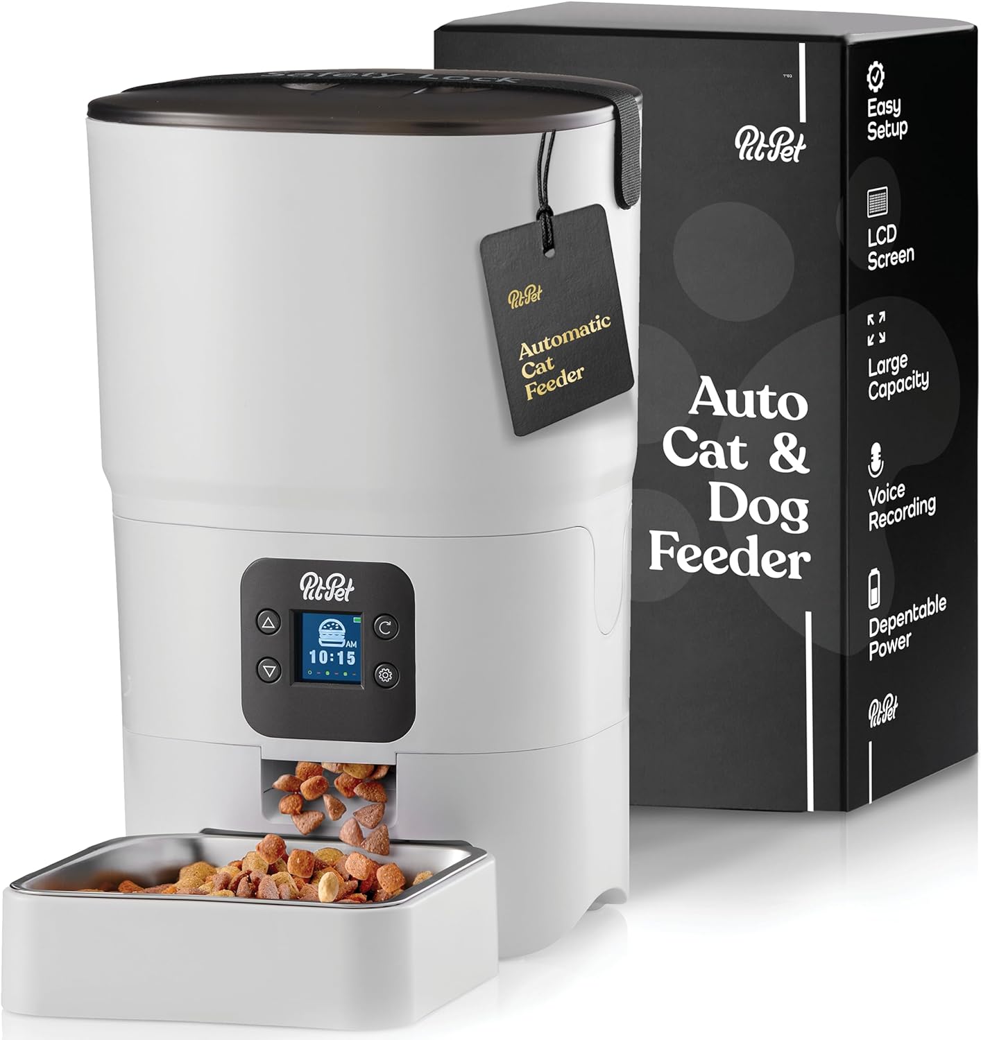 Smart Automatic Cat Feeder - 6-Liter Capacity with LCD Screen, Portion Control, Voice Recorder, and Desiccant Bag for Freshness