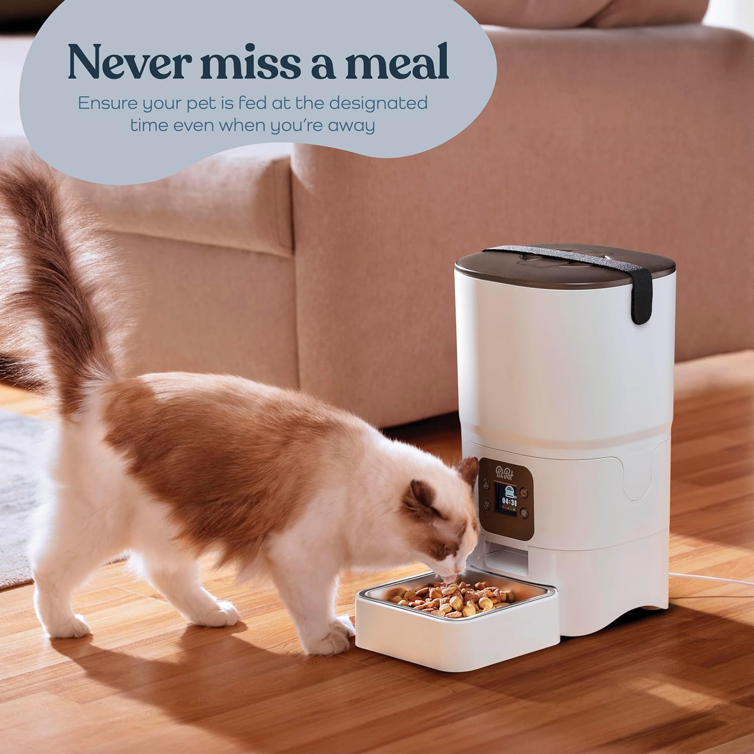 Smart Automatic Cat Feeder - 6-Liter Capacity with LCD Screen, Portion Control, Voice Recorder, and Desiccant Bag for Freshness