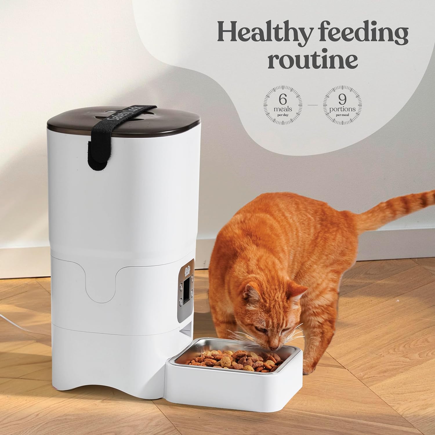 Smart Automatic Cat Feeder - 6-Liter Capacity with LCD Screen, Portion Control, Voice Recorder, and Desiccant Bag for Freshness