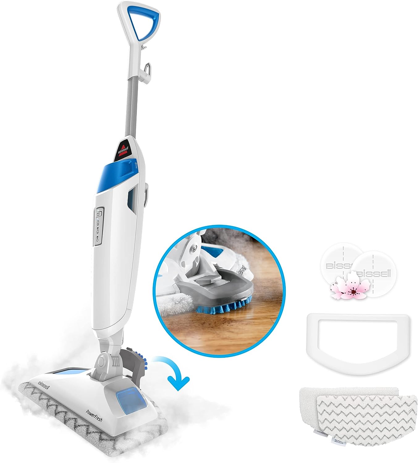 Bissell PowerFresh Steam Mop: Natural Sanitization, Floor Steamer & Cleaner for Tile and Hardwood with Easy Scrubber - Model 1940A