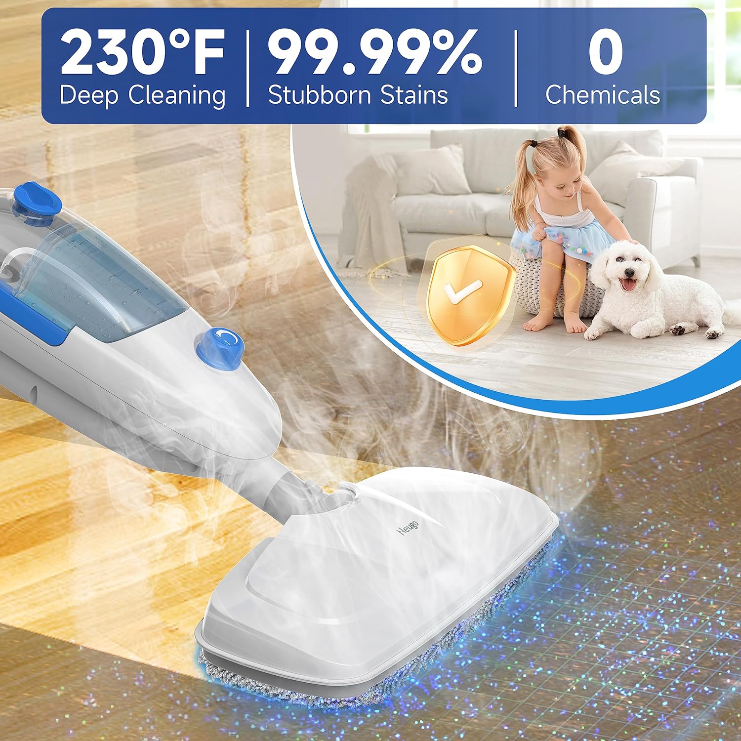 Neugo Steam Mop - Versatile Floor Cleaner for Hardwood, Vinyl, Laminate, Tile, and Carpet with Adjustable Steam Modes