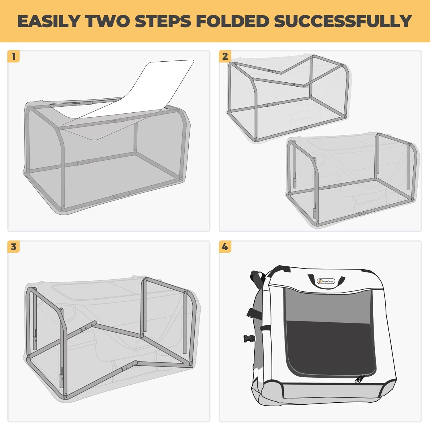 Veehoo Portable Folding Soft Dog Crate, 36" Collapsible Pet Kennel with 3 Doors for Crate Training