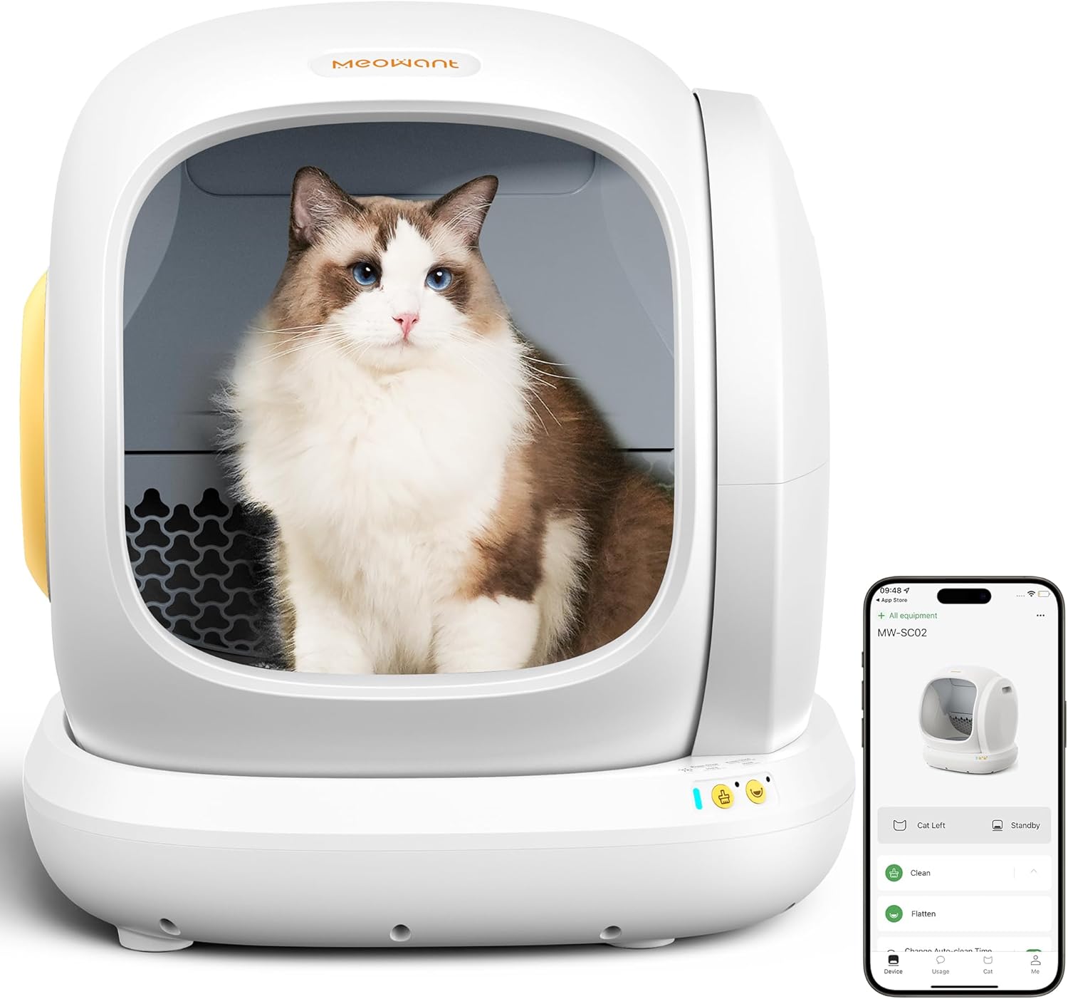 Selbstreinigende Katzentoilette Meowant – 75 l extragroße automatische Toilette mit Sicherheitsfunktionen, App-Steuerung und Geruchskontrolle