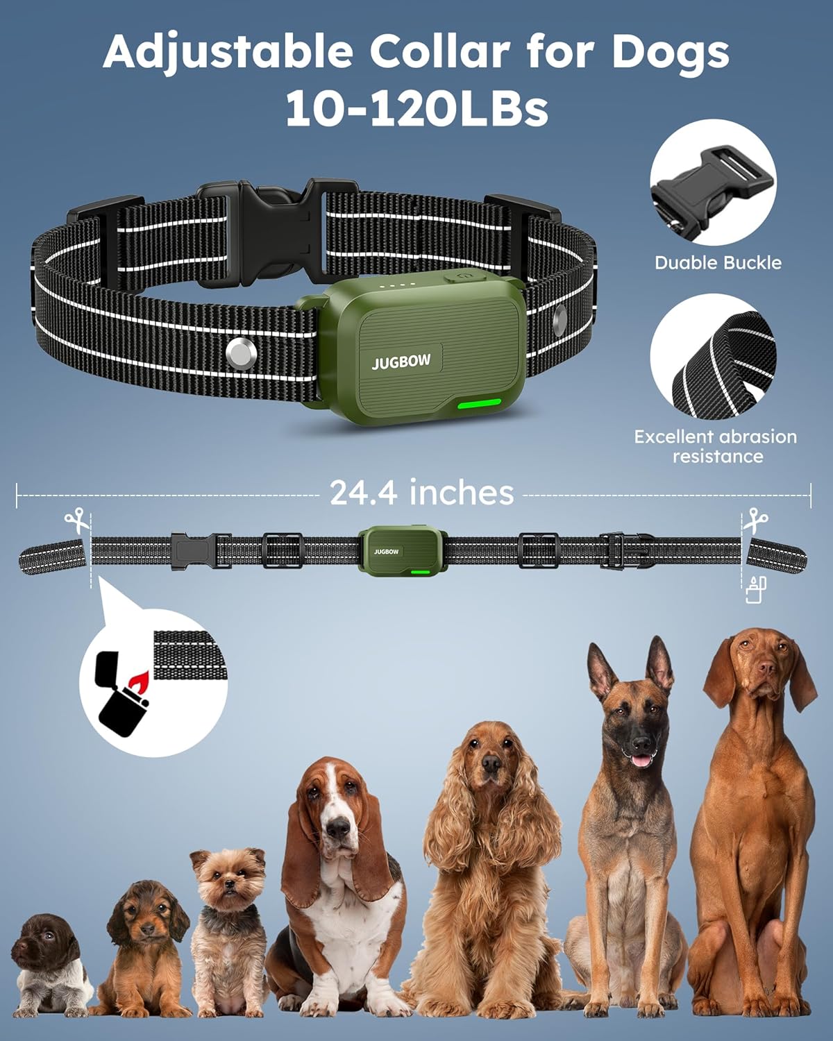 Jugbow Dog Training Collar for Two Dogs (10-120 lbs) – 3300 ft Range, IPX7 Waterproof with Remote, 4 Training Modes