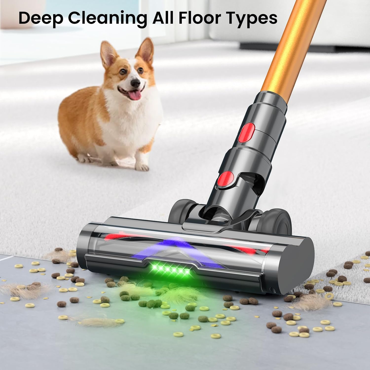 High-Power Cordless Vacuum Cleaner with Touch Display, 550W, 45Kpa Suction, 50-Minute Runtime