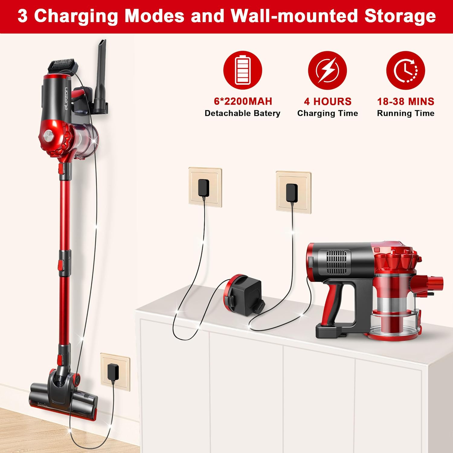 A200 Cordless Vacuum Cleaner - Rechargeable and Powerful with Multi-Cyclone Bagless System