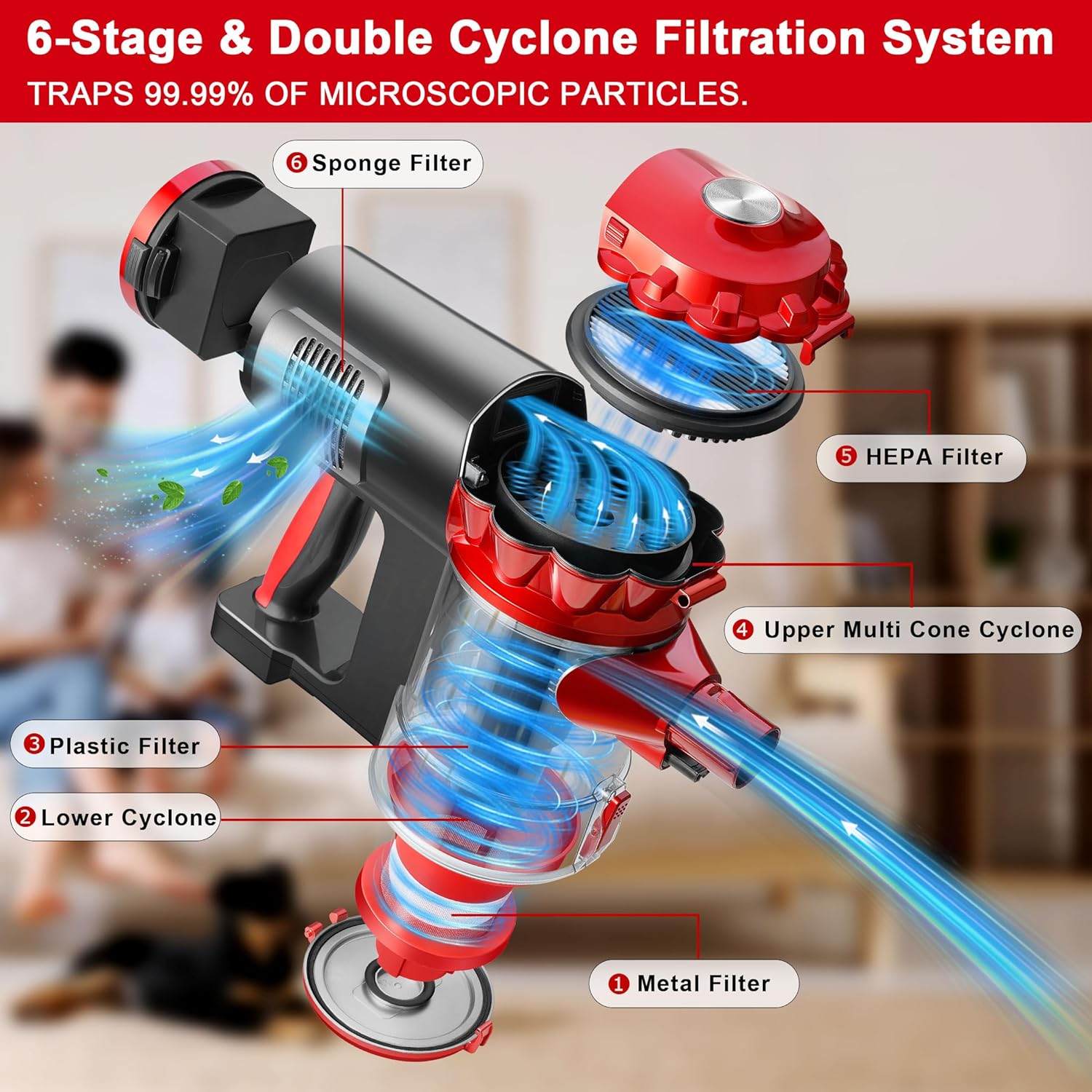 A200 Cordless Vacuum Cleaner - Rechargeable and Powerful with Multi-Cyclone Bagless System