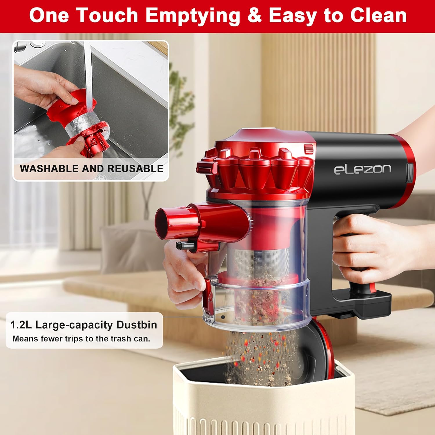 A200 Cordless Vacuum Cleaner - Rechargeable and Powerful with Multi-Cyclone Bagless System