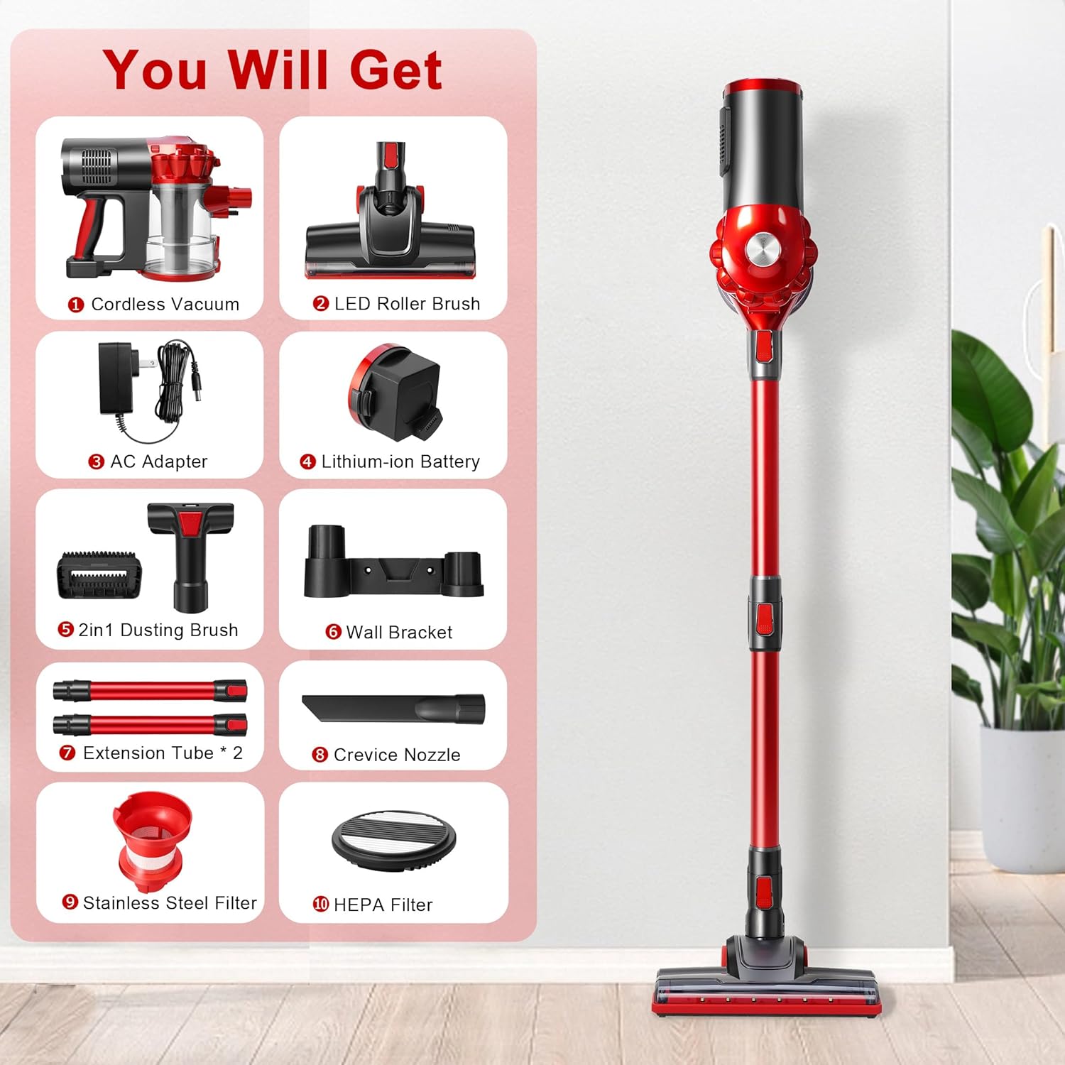 A200 Cordless Vacuum Cleaner - Rechargeable and Powerful with Multi-Cyclone Bagless System