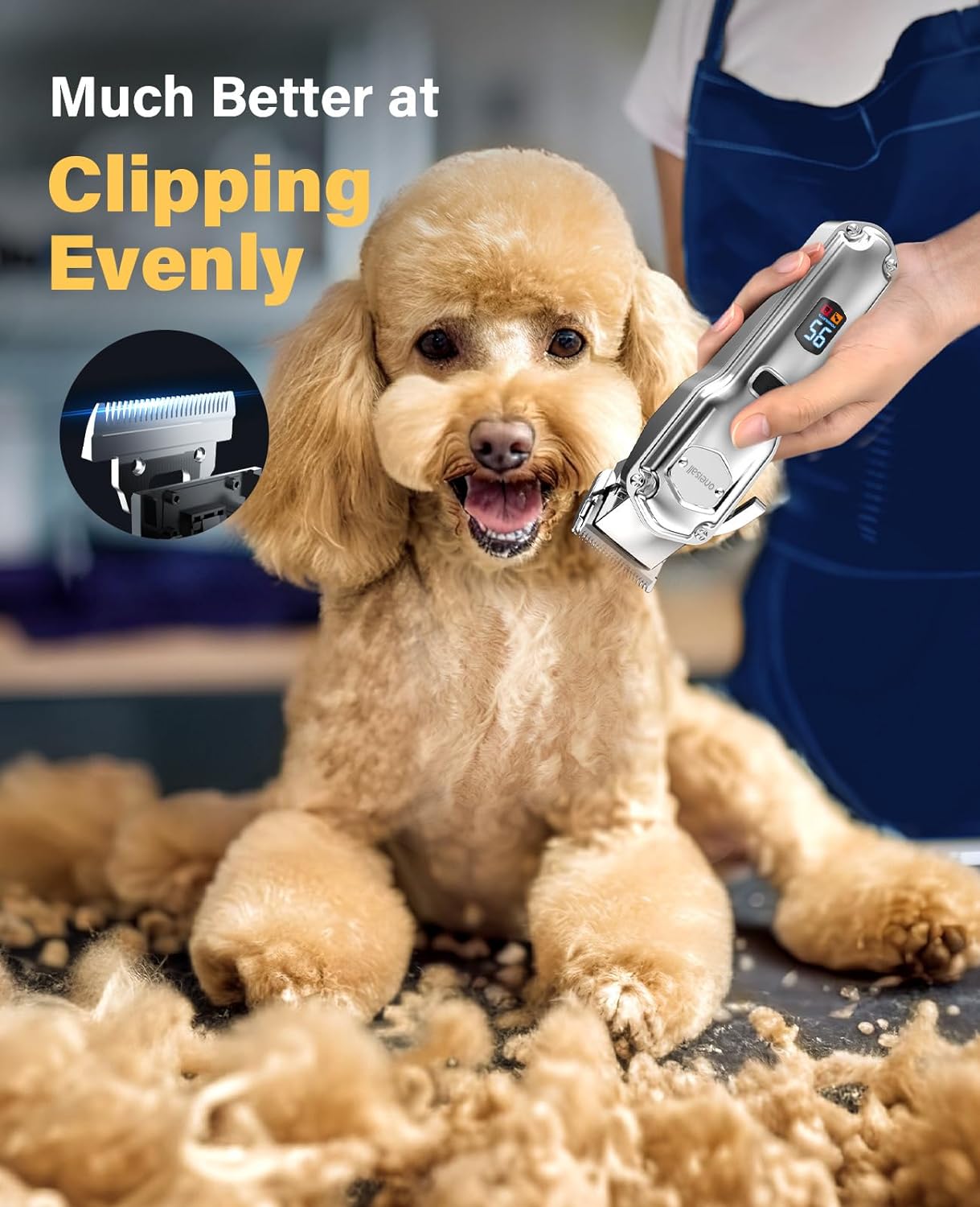 All-in-One Professional Dog Grooming Kit for Thick Coats - Quiet, Rechargeable, Cordless Pet Clippers