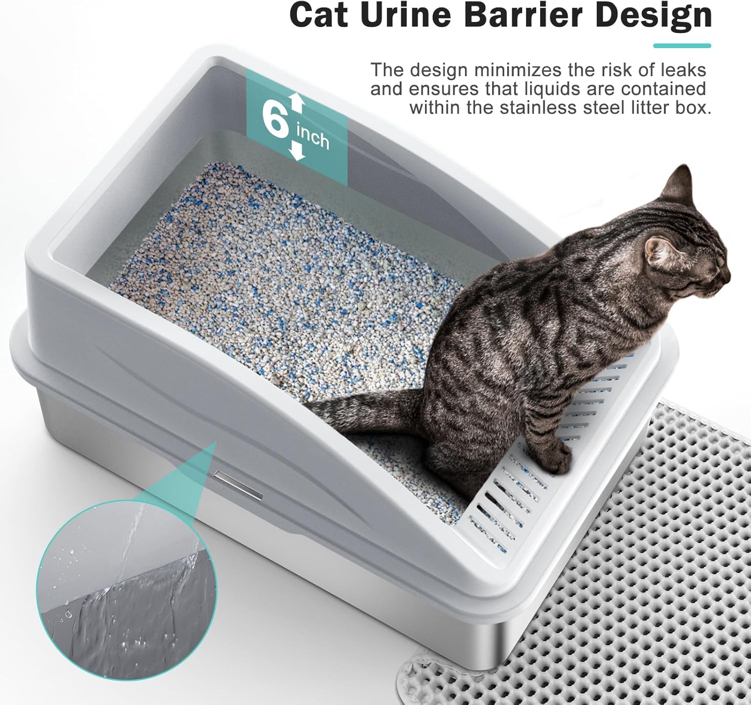 Stainless Steel Enclosed Cat Litter Box with Lid | Extra Large XL Litter Box for Big Cats