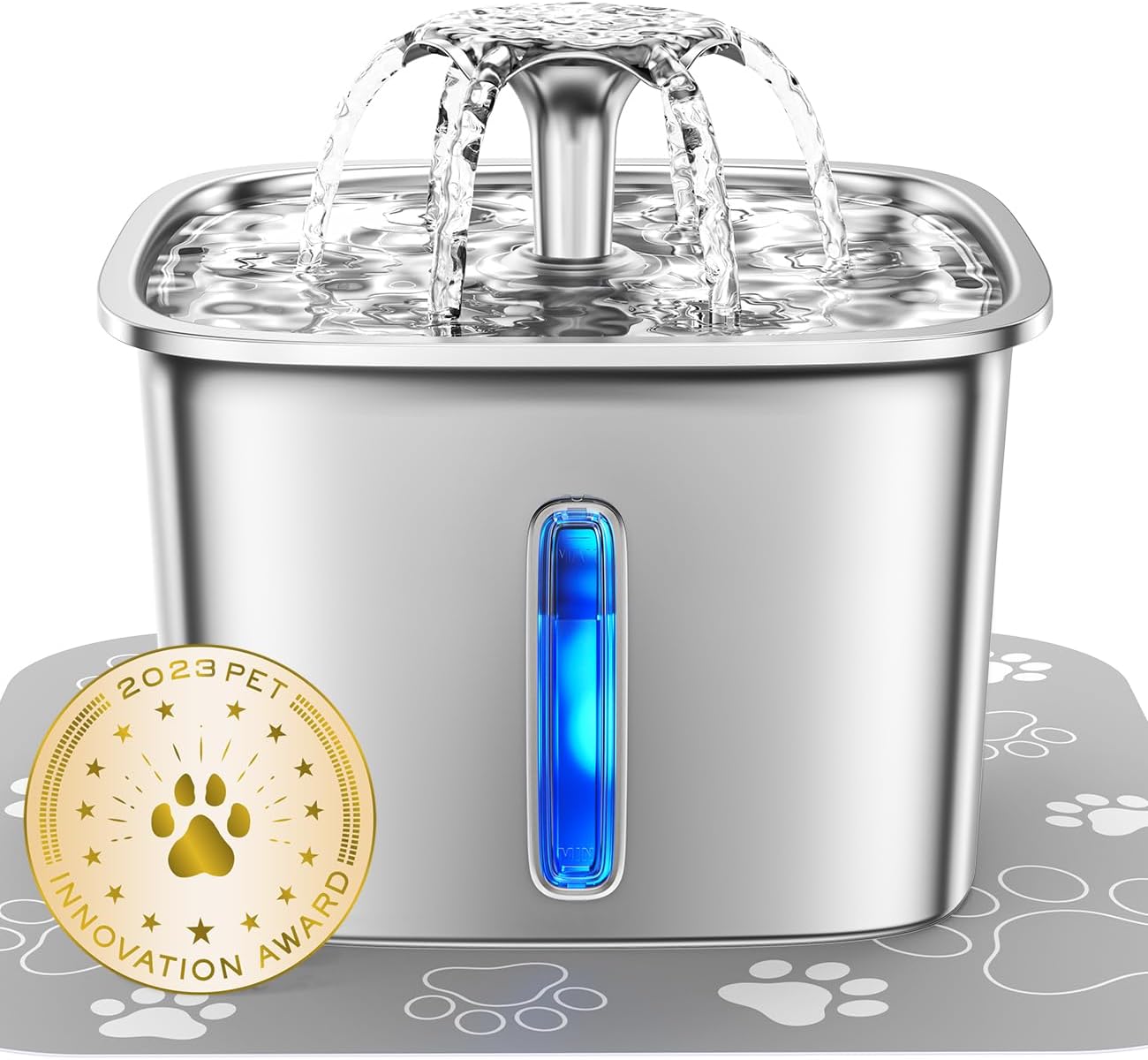 Veken Award-Winning Stainless Steel Pet Water Fountain - 95 oz