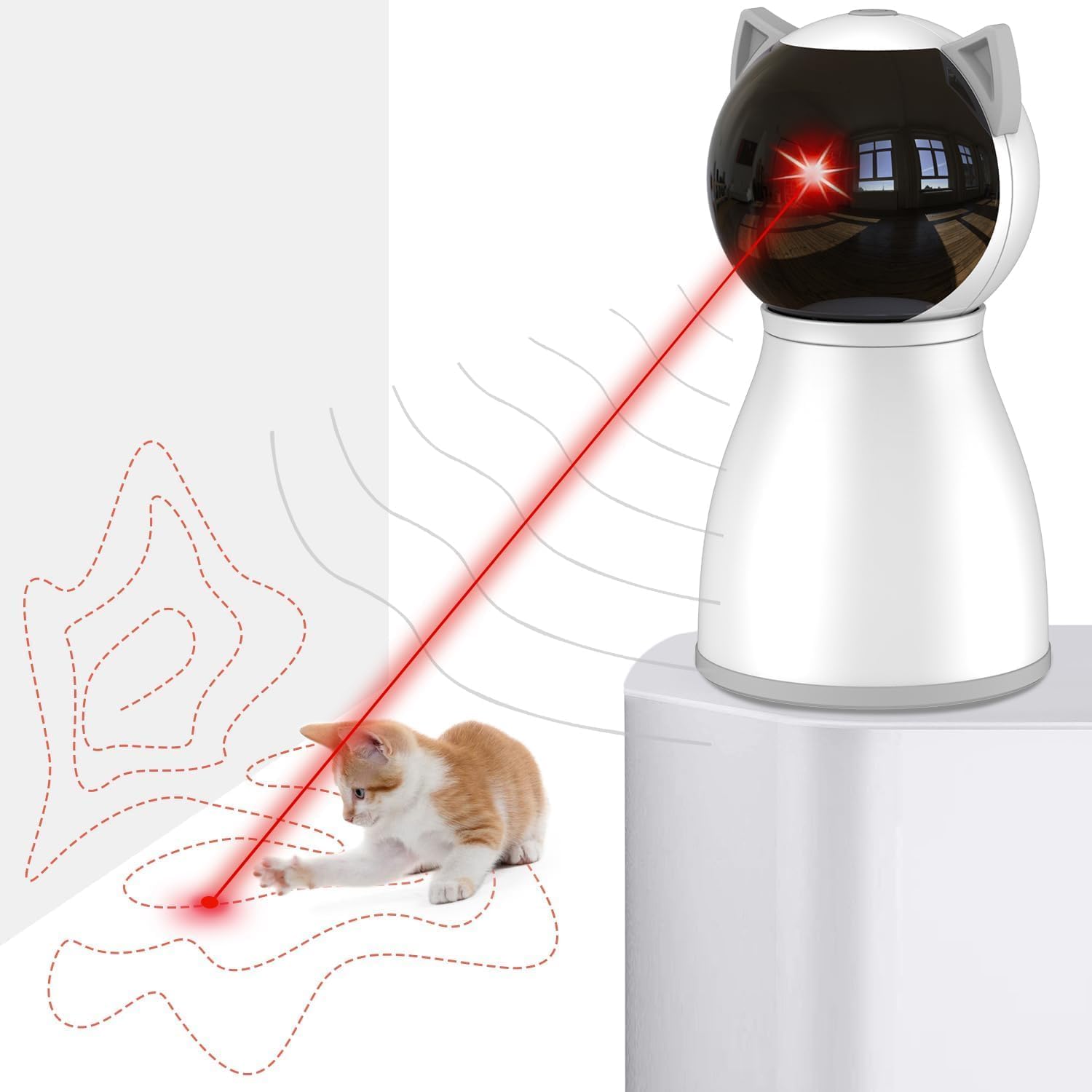 Rechargeable Automatic Laser Cat Toy with Random Trajectory Motion for Indoor Pets