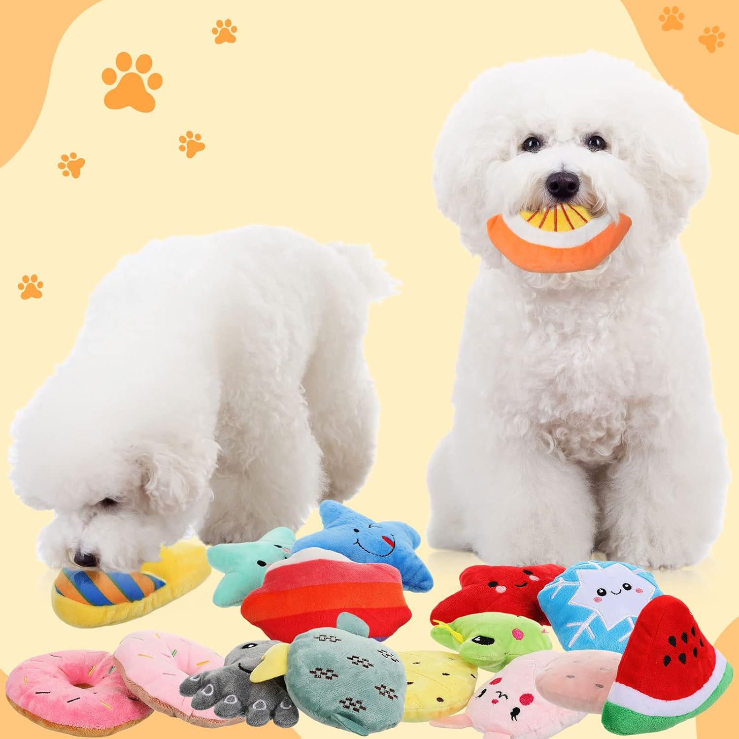 Hungdao 80-Piece Squeaky Plush Toy Set for Puppies and Small Dogs - Chew and Teething Toys with Novelty Designs