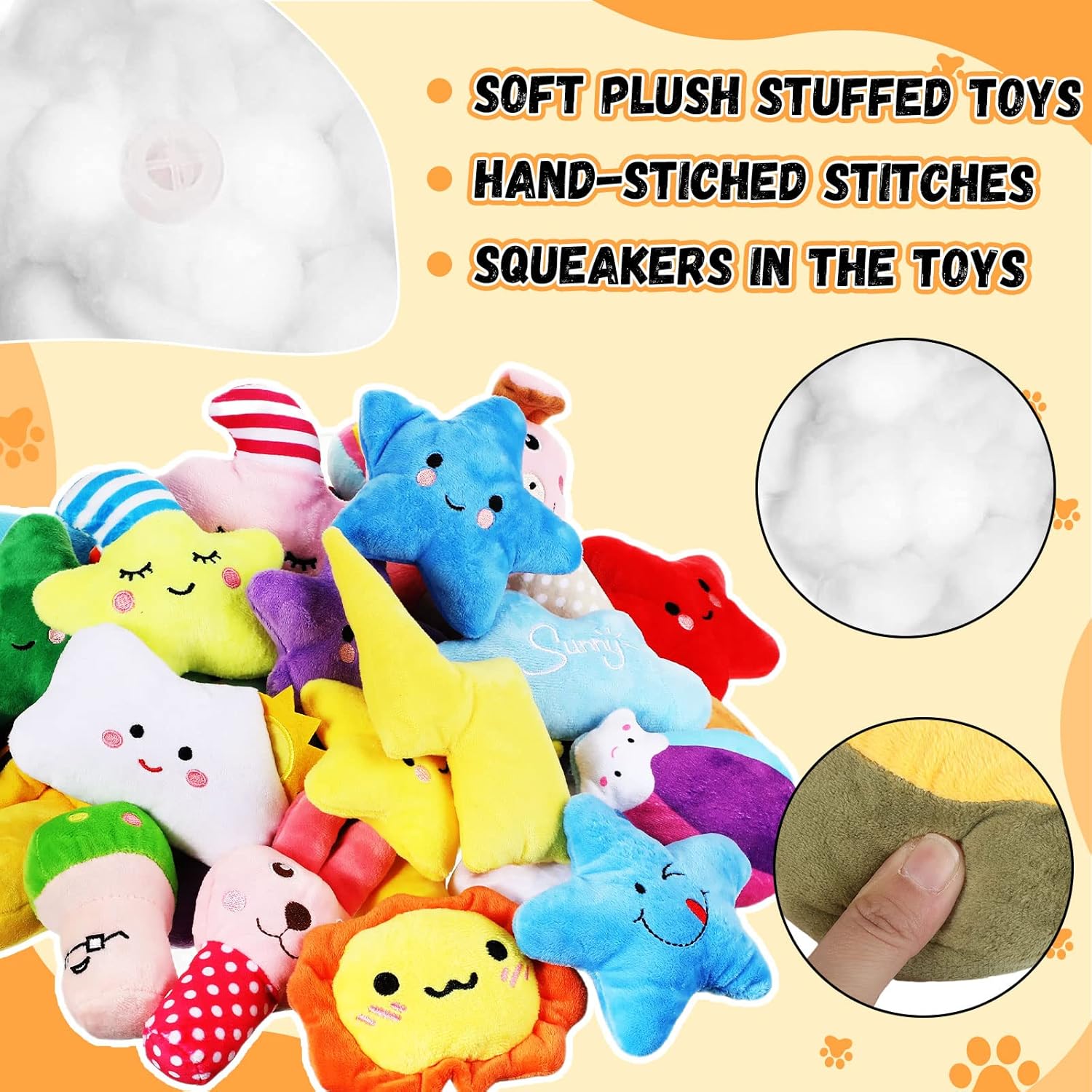 Hungdao 80-Piece Squeaky Plush Toy Set for Puppies and Small Dogs - Chew and Teething Toys with Novelty Designs