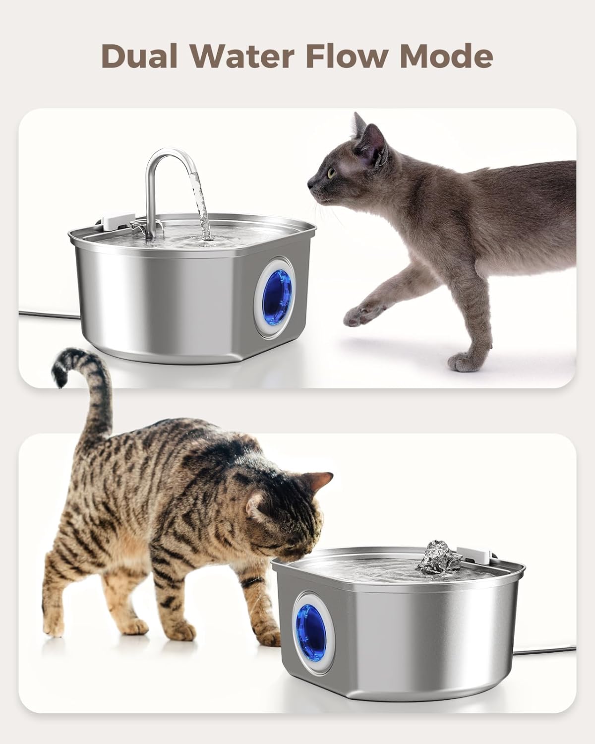 Premium Stainless Steel Cat Water Fountain: 108 oz Automatic Pet Water Dispenser with Quadruple Filtration