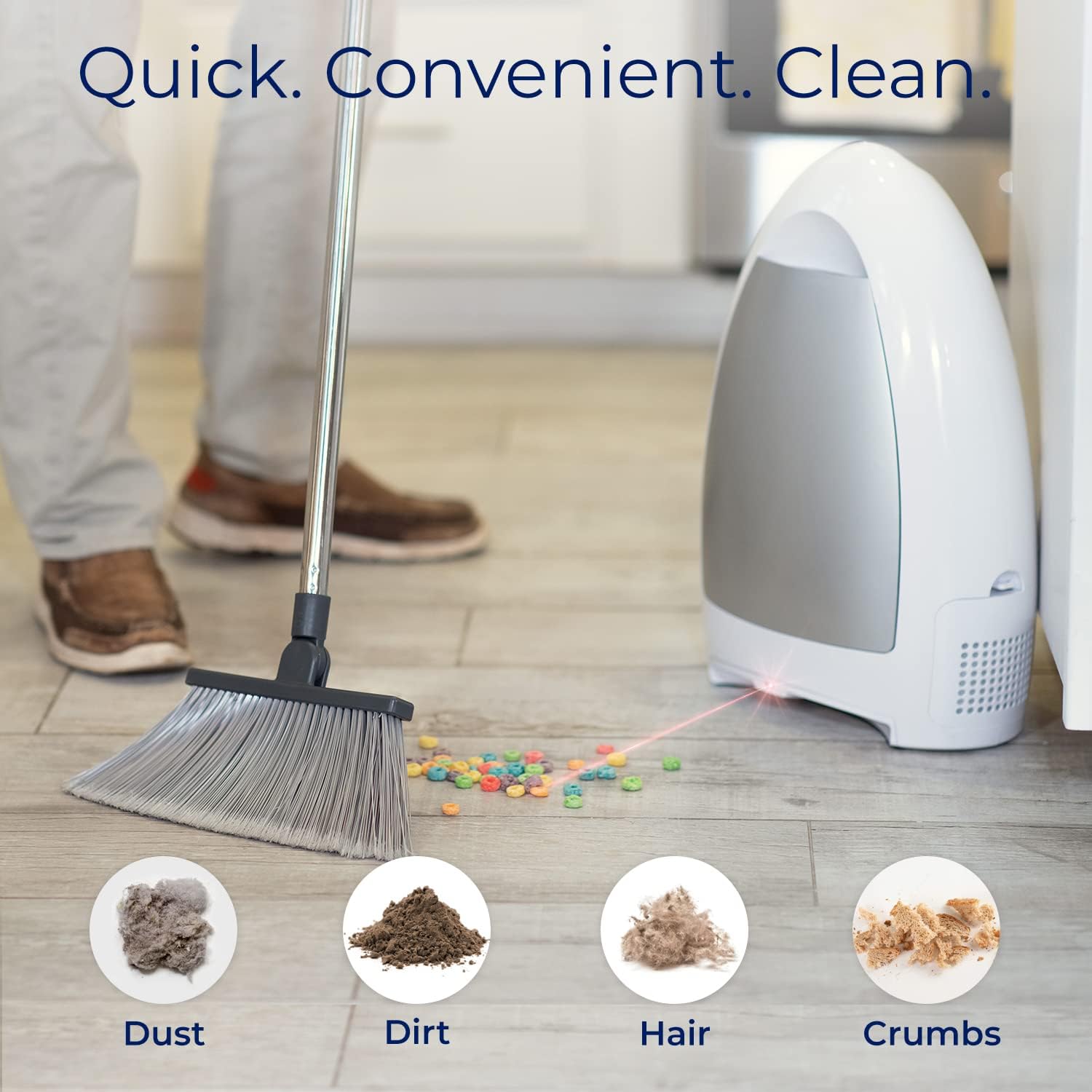 EyeVac Home: Touchless, Fast, and Powerful Automatic Dustpan (White)