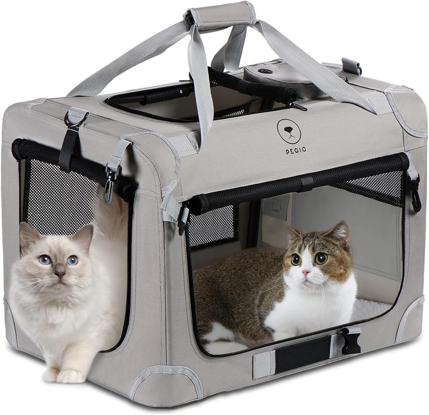 Extra Large Cat Carrier for Two Cats - Portable, Soft-Sided Pet Carrier for Travel and Everyday Use, Dimensions: 24" x 16" x 16"