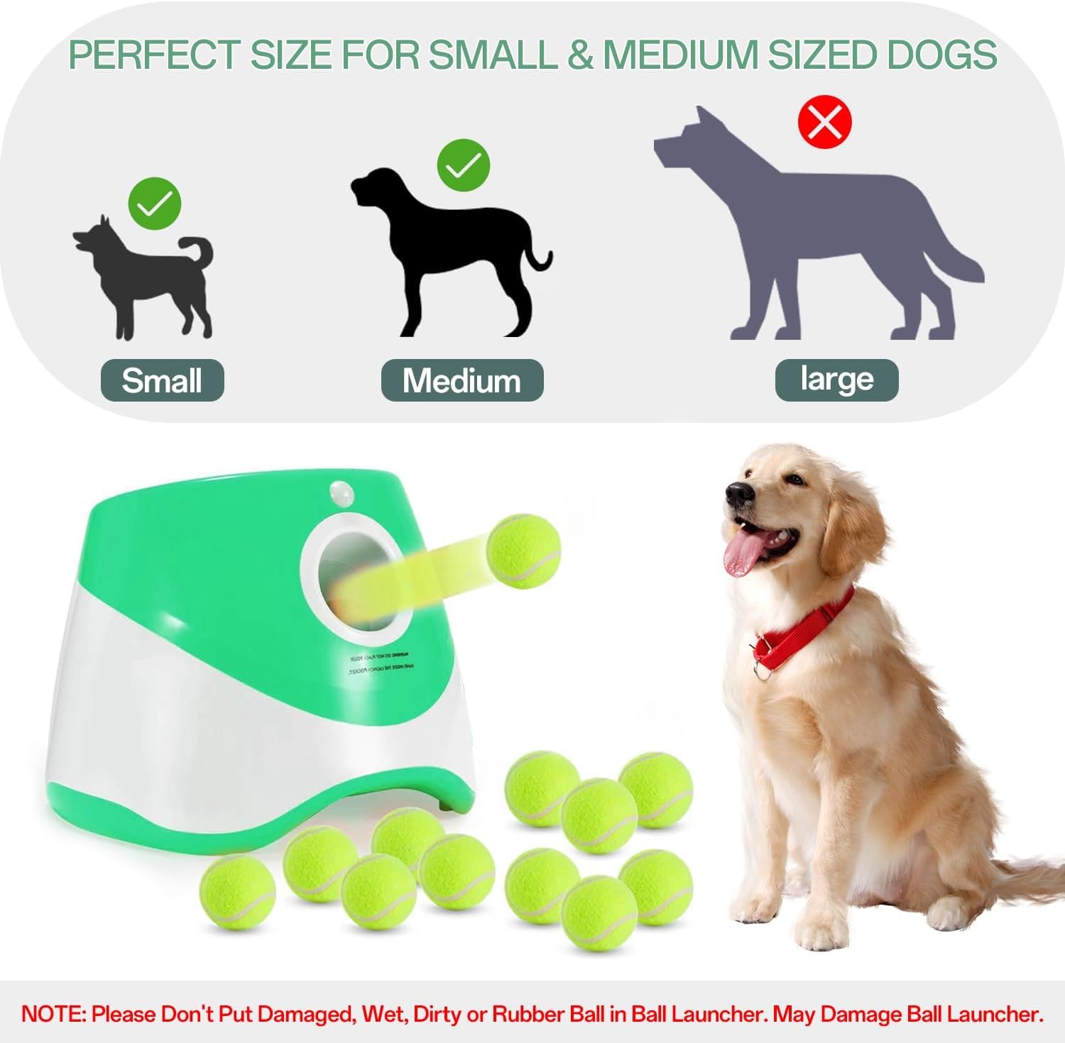 Automatic Dog Ball Launcher with 12 Mini Tennis Balls