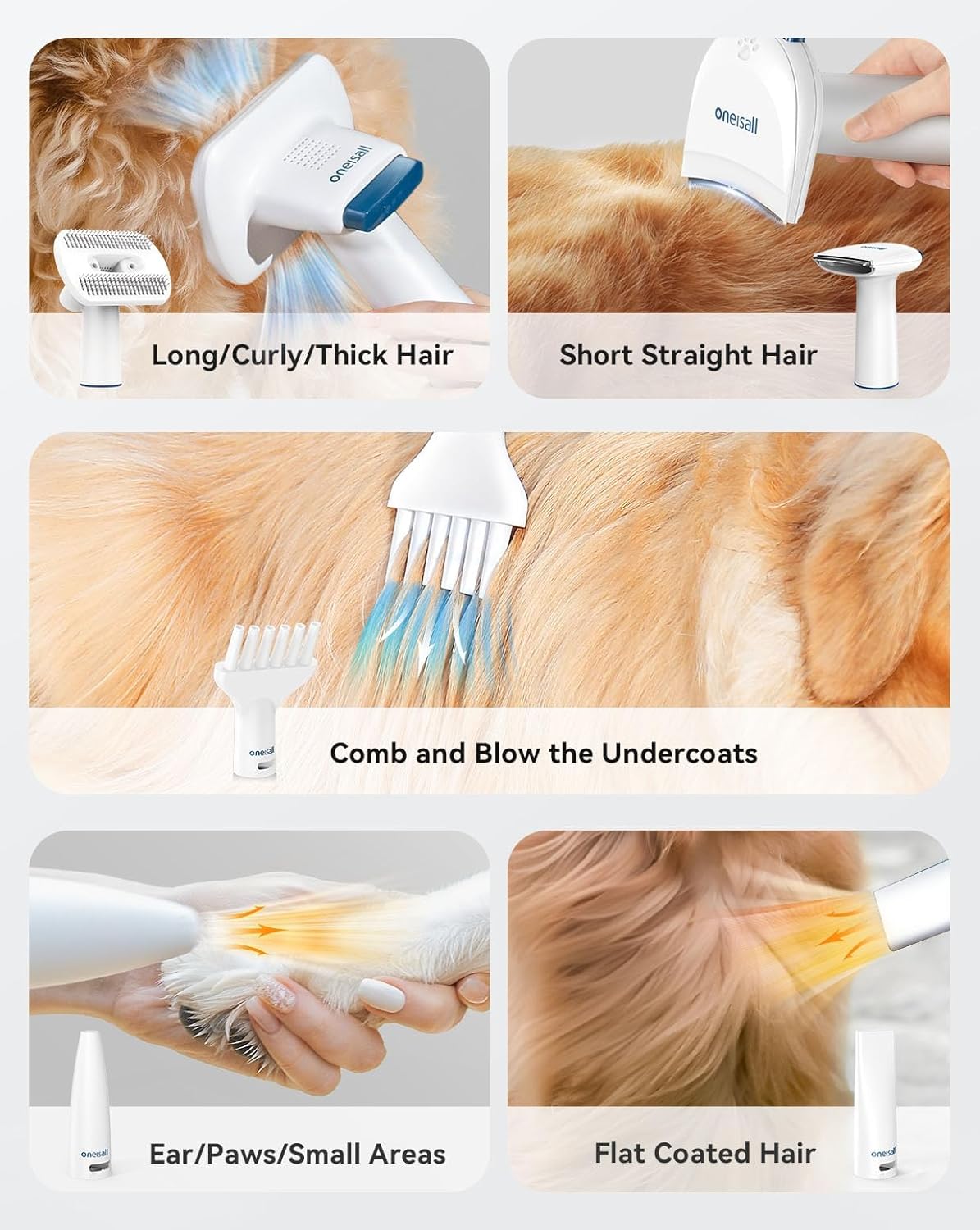 All-in-One Dog Grooming Kit: Vacuum, Dryer & Clippers - 8-in-1 Adjustable Speed and Temperature Control