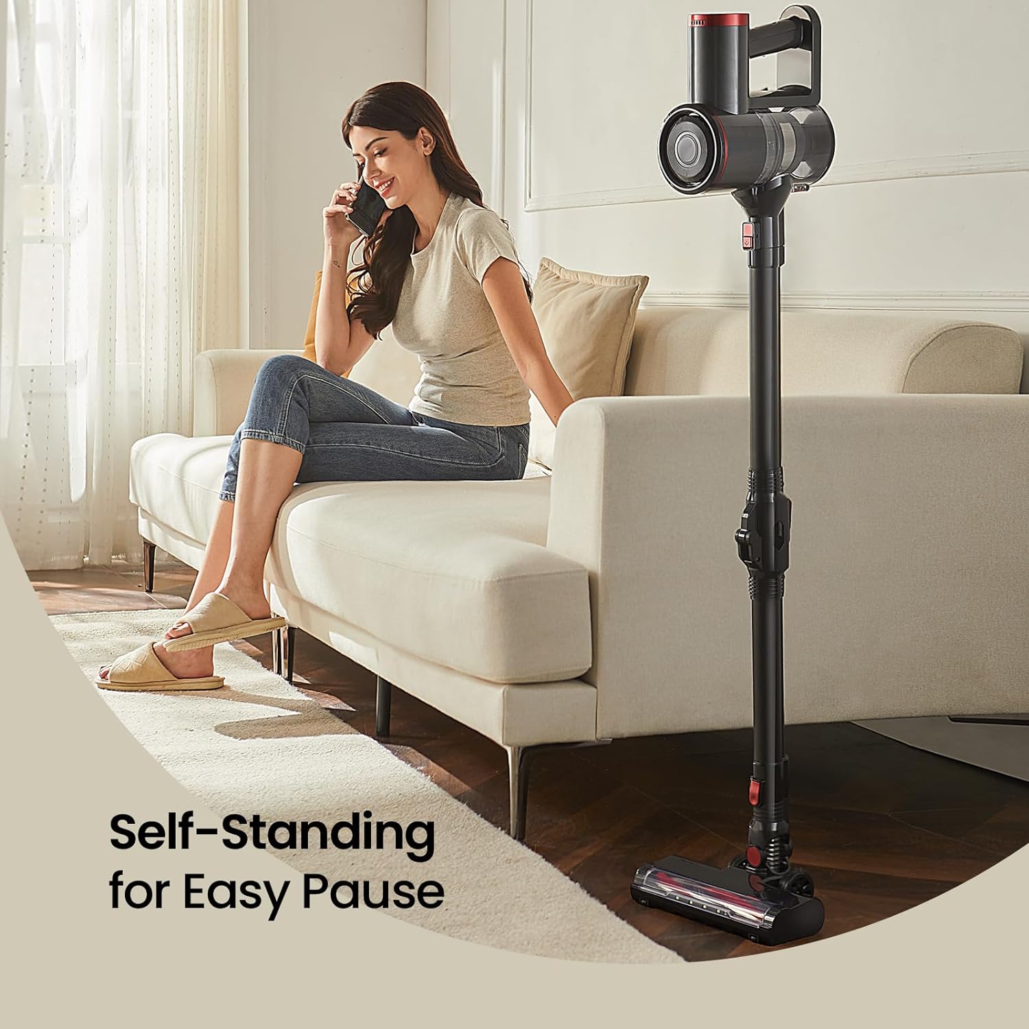 RONEAIR Cordless Stick Vacuum Cleaner - Lightweight, Bendable Wand, 6-in-1 Design for Hardwood