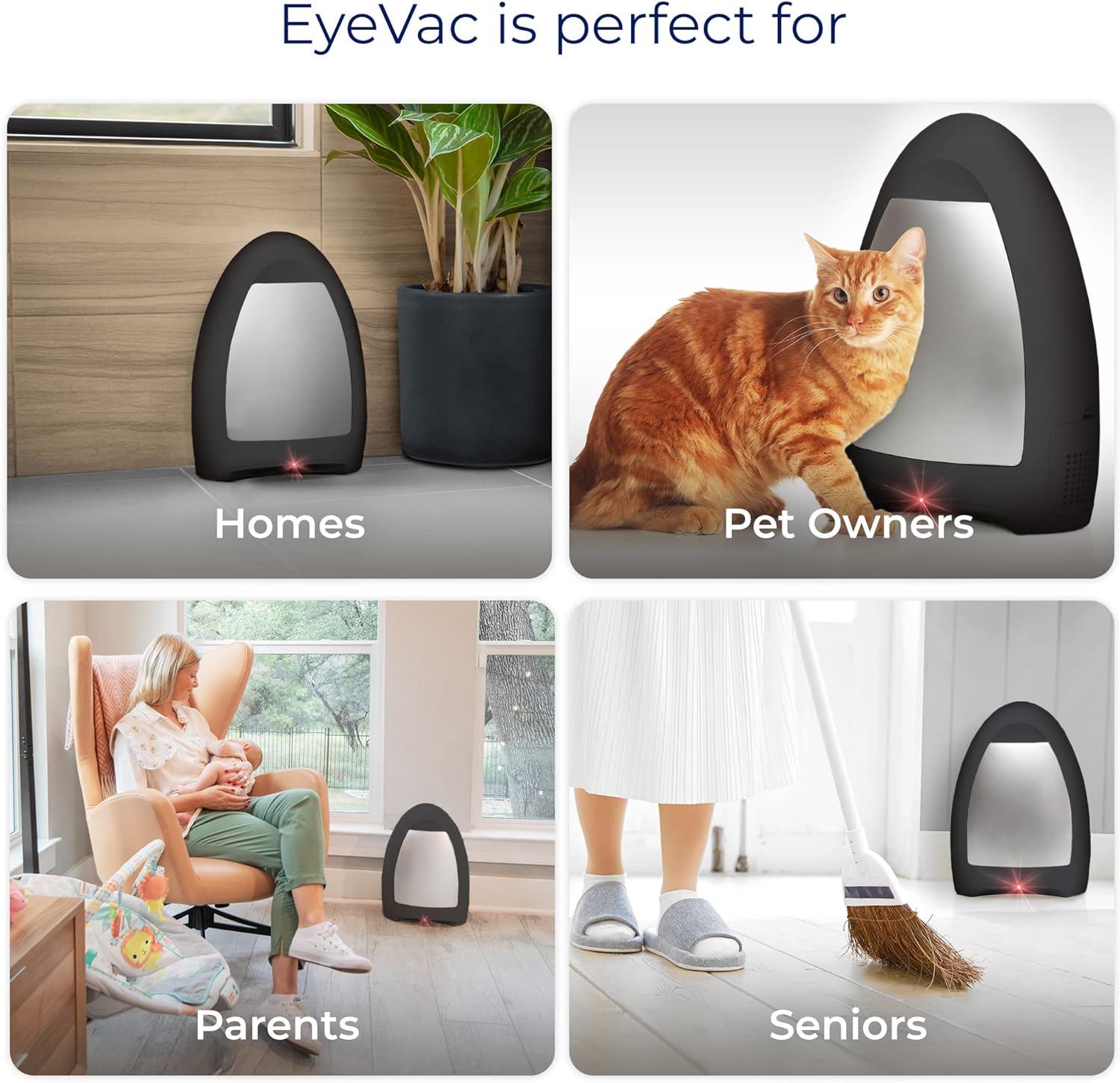 EyeVac Home: Touchless, Fast, and Powerful Automatic Dustpan (Matte Black)