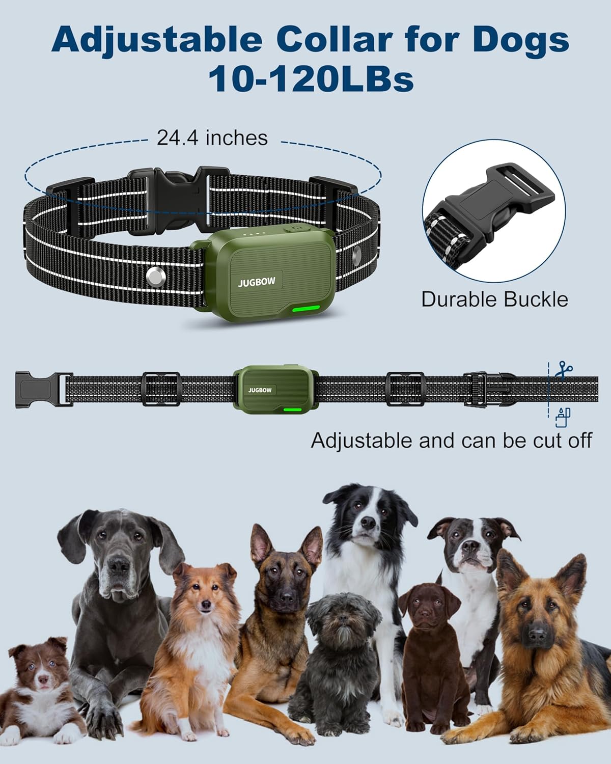 Jugbow 3300FT Dog Training Collar with Remote – IPX7 Waterproof Shock Collar with 4 Training Modes