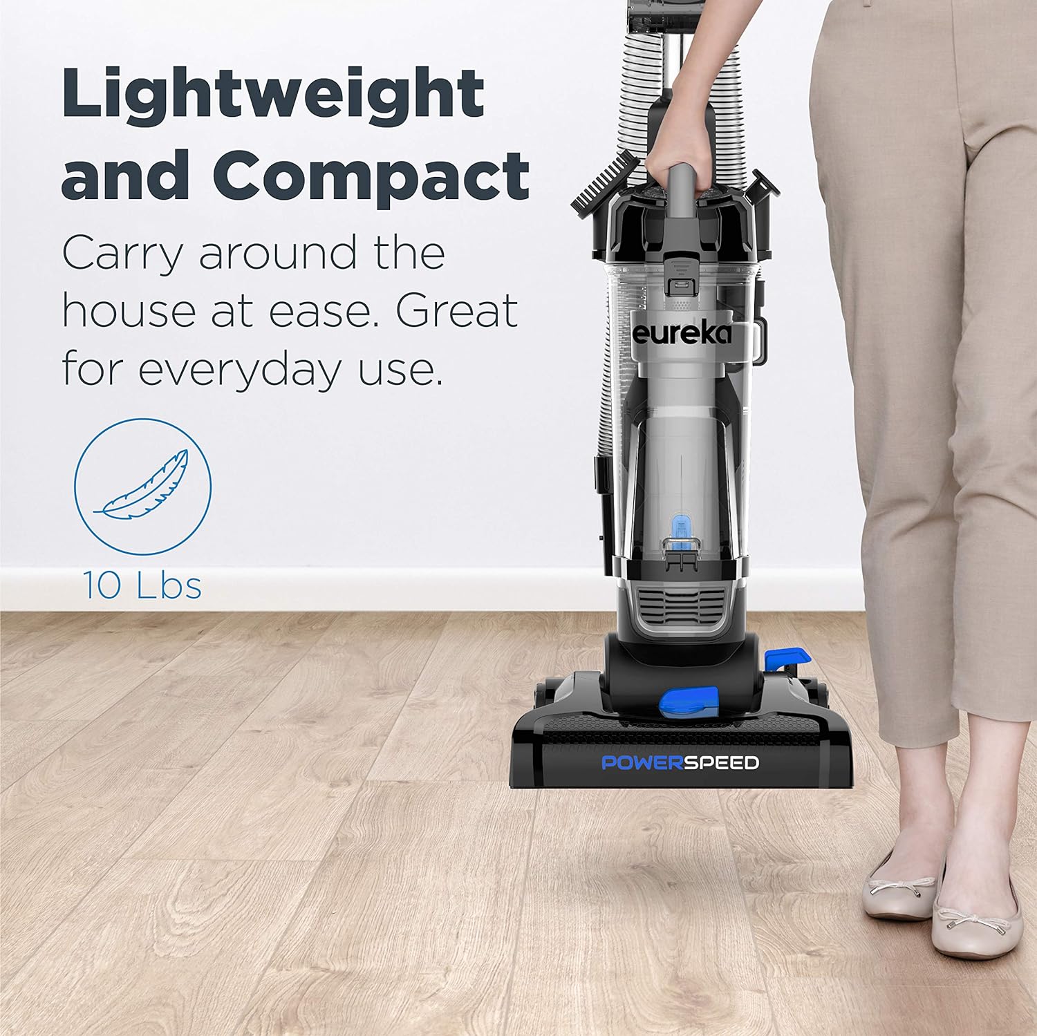 Eureka PowerSpeed Lightweight Bagless Upright Vacuum Cleaner with Pet Turbo Brush, Black