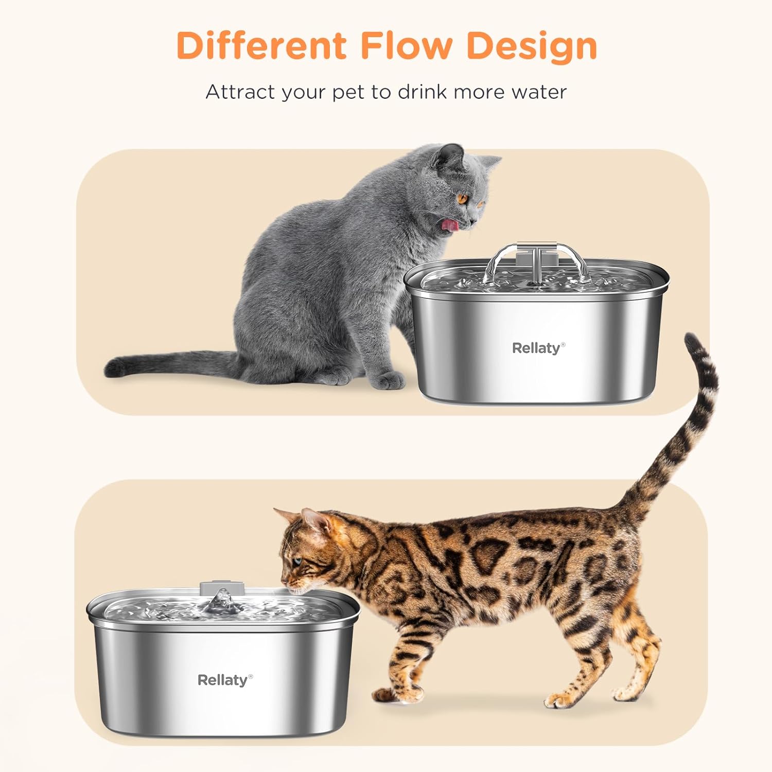 Stainless Steel Cat Water Fountain – 3.2L (108oz) Automatic Pet Water Dispenser with 8 Replacement Filters