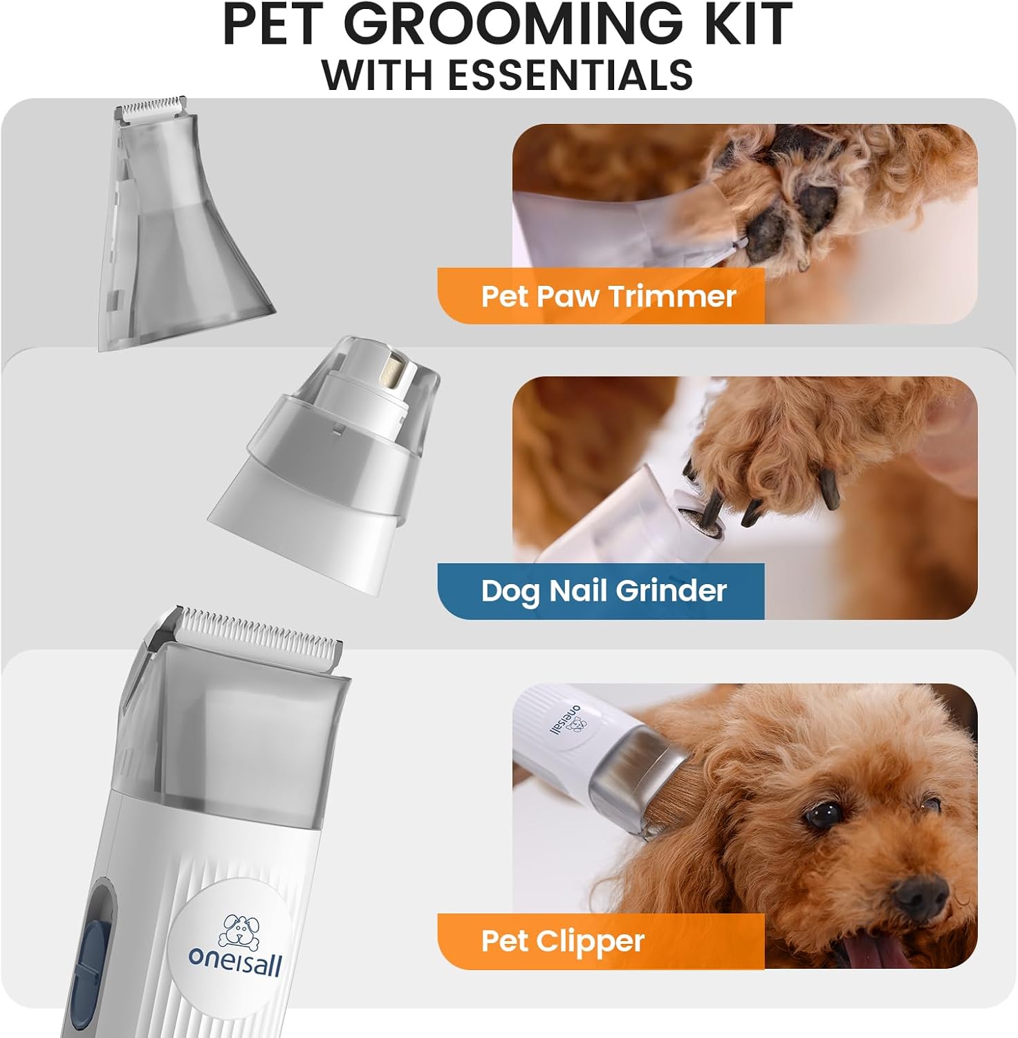 All-in-One Pet Grooming Vacuum and Clipper Kit - Includes Dog Hair Vacuum, Nail Grinder, and 7 Grooming Tools for Efficient Pet Care