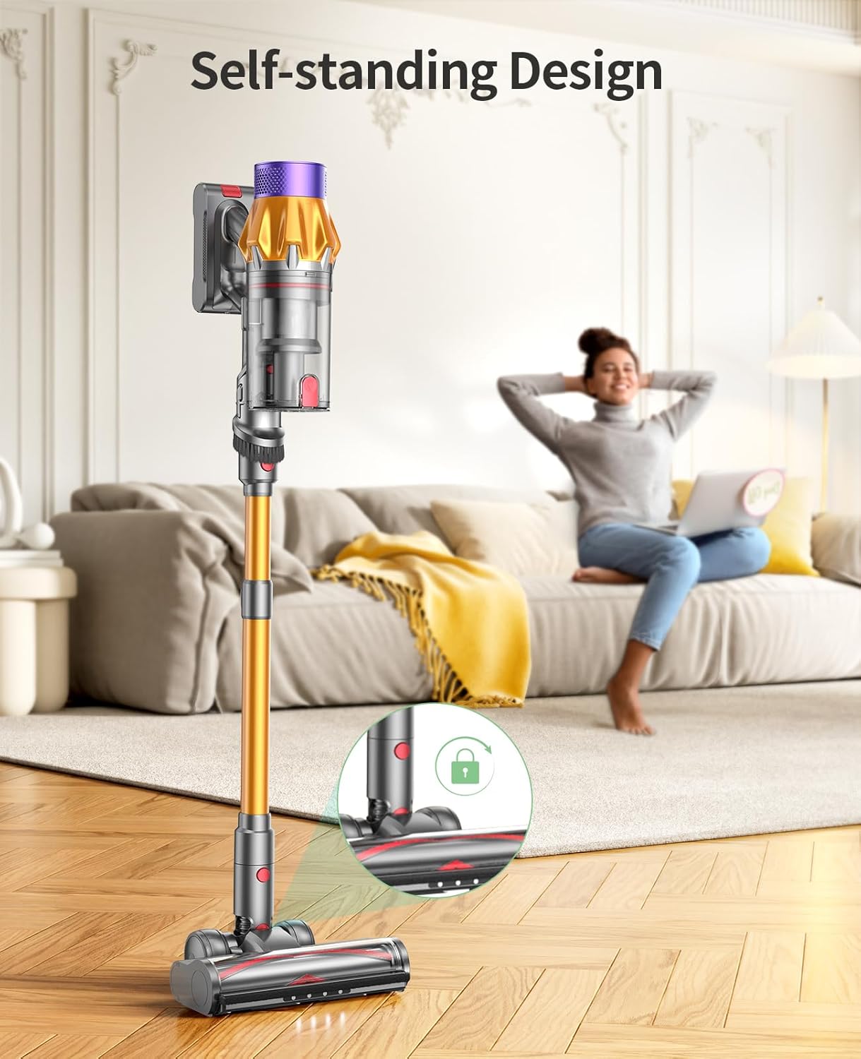 SunSare Cordless Stick Vacuum Cleaner - 550W Power, 13.2 PSI Suction, 60-Minute Runtime