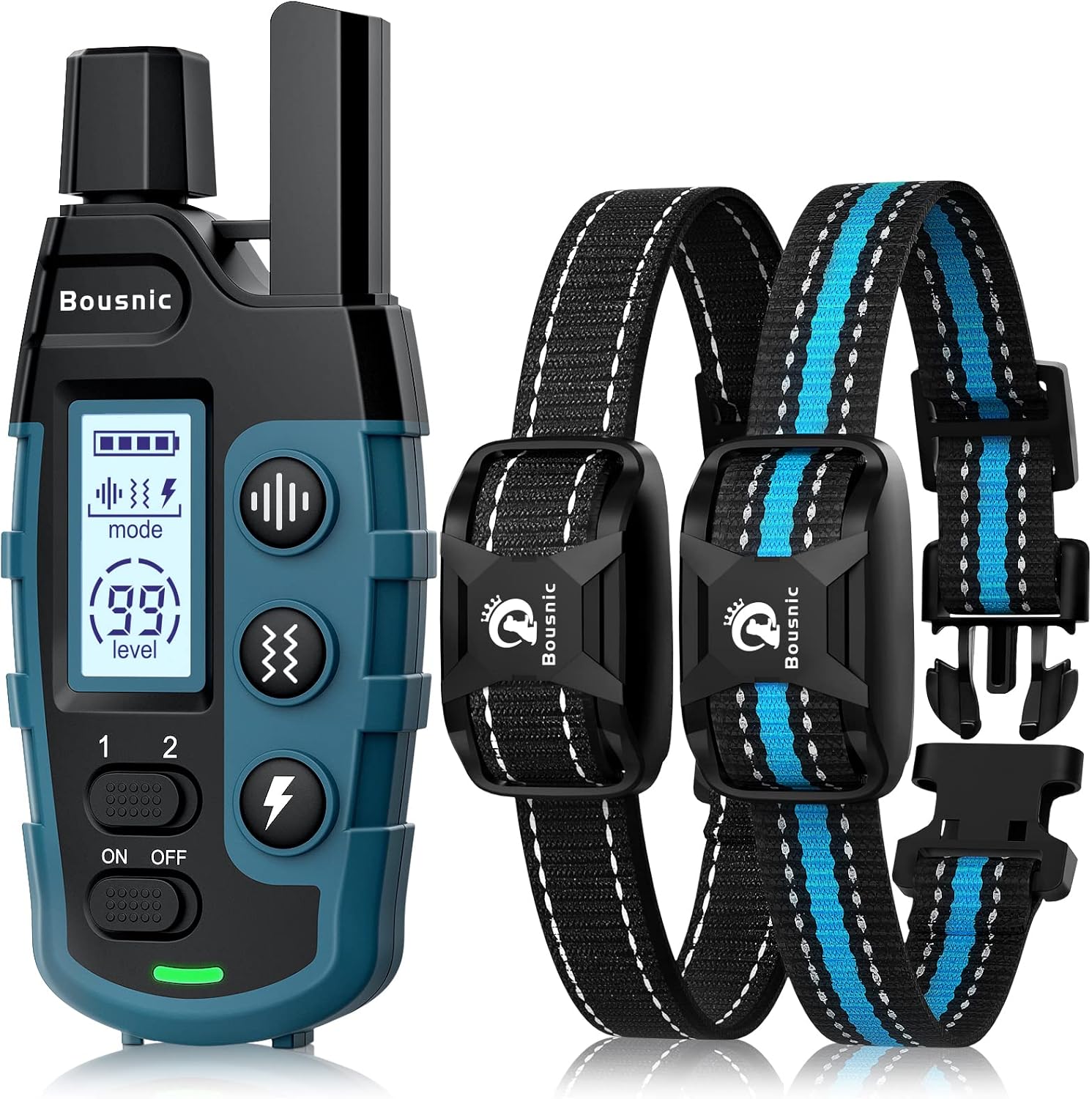 BOUSNIC Dog Training Collar for 2 Dogs (5-120 lbs) - 3300 ft Waterproof Remote Training System