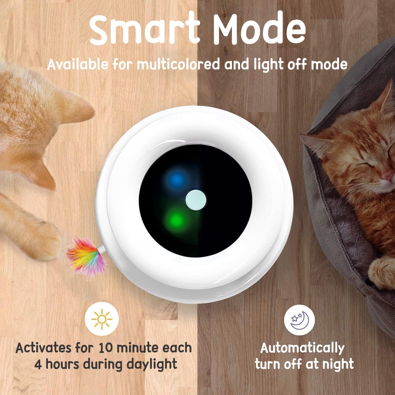 ORSDA 2-in-1 Interactive Cat Toy with Automatic Timer, Spinning Balls, and Ambush Mouse for Indoor Entertainment