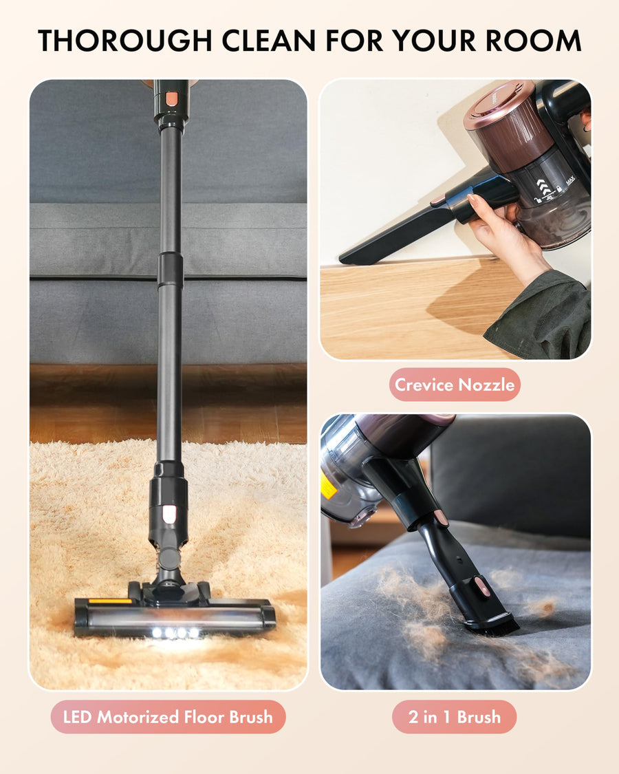 Homeika 28Kpa Cordless Vacuum, 380W Motor, 8-in-1 Lightweight Stick Vacuum