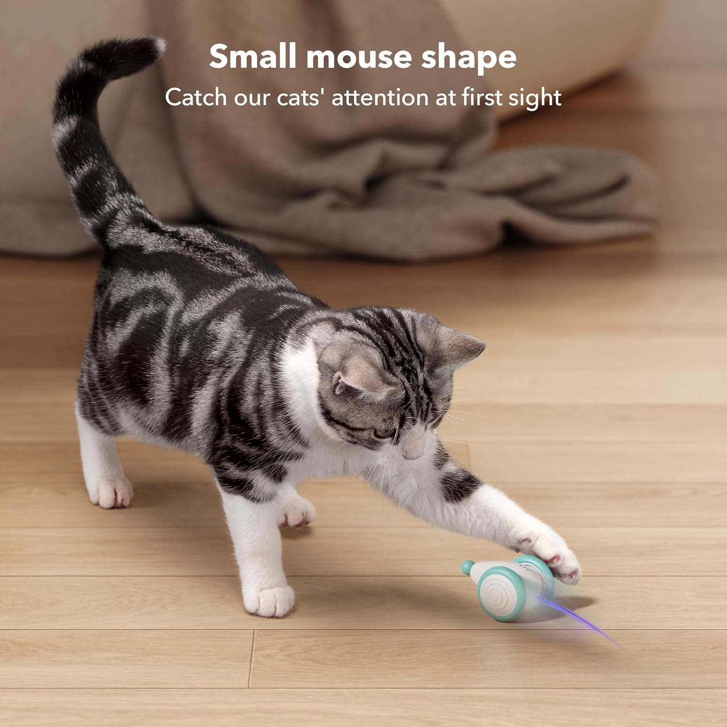 PETLIBRO 2024 Interactive Cat Toy: USB Rechargeable, Automatic Smart Sensing Toy with LED Lights for Indoor Cats and Kittens