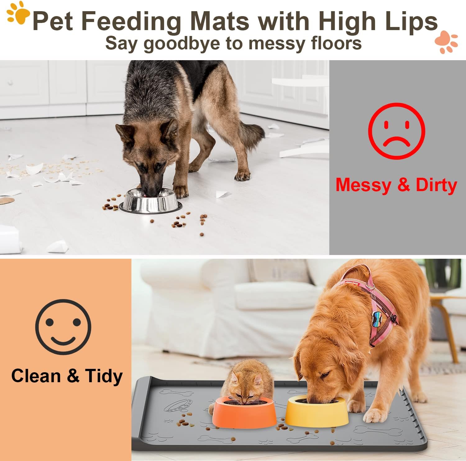 Carry360 Premium Silicone Dog Feeding Mat - Extra Large 36" x 24"