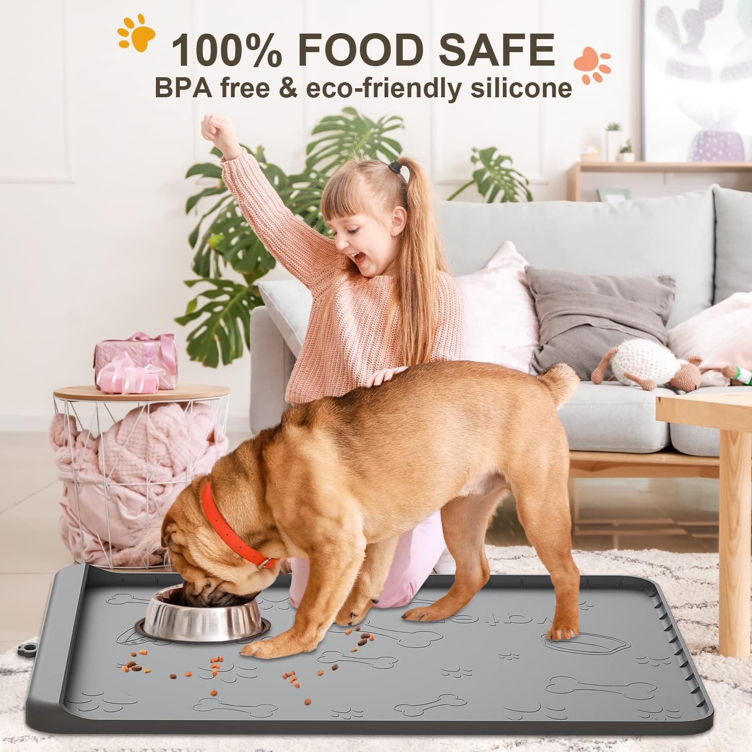 Carry360 Premium Silicone Dog Feeding Mat - Extra Large 36" x 24"